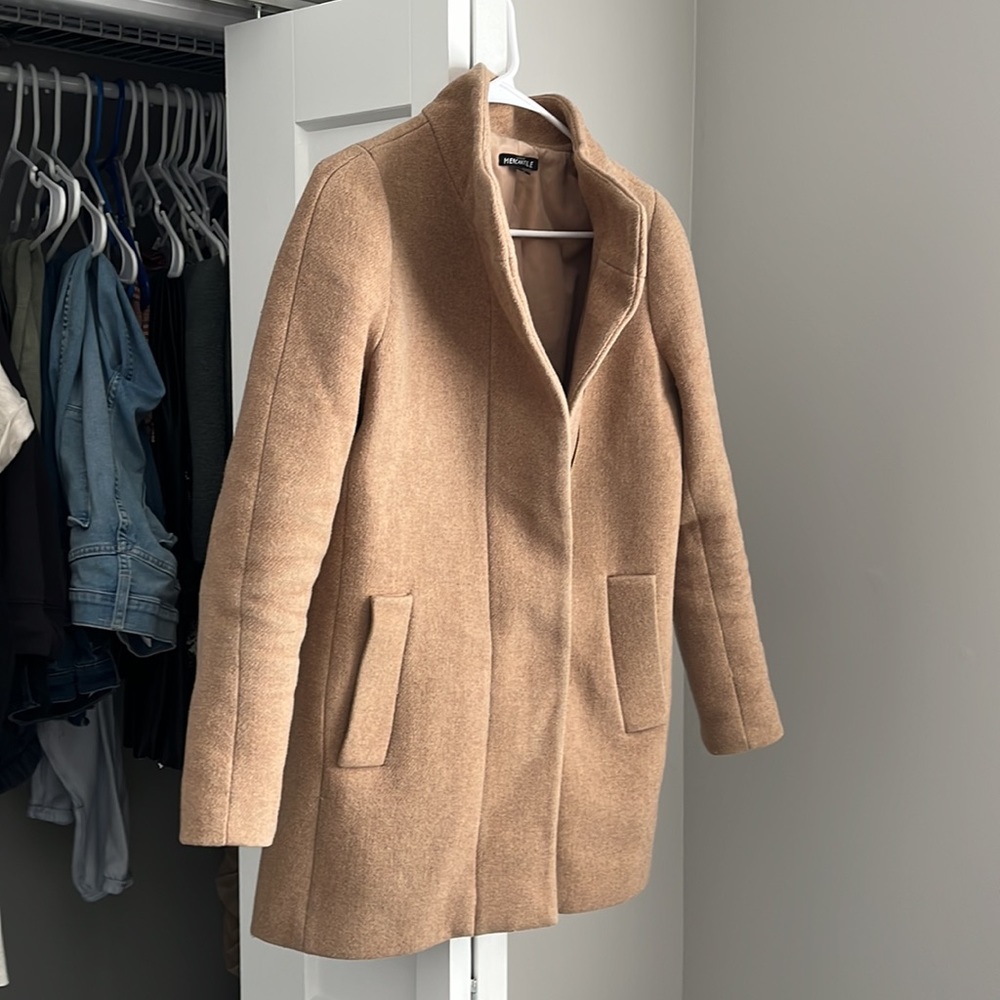 J. Crew City Cocoon Camel Zip-Up Coat, lightly worn - Picture 3 of 6